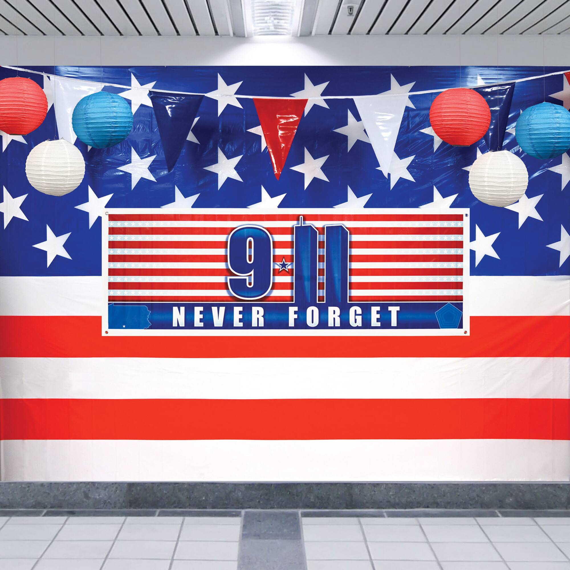 Beistle 5ft. x 21" 9/11 Never Forget Sign Banner